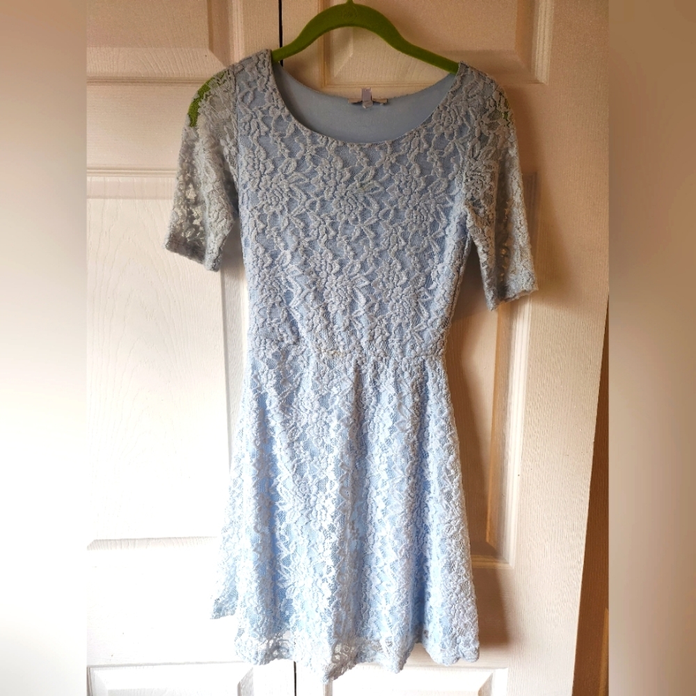 Delia's Powder Blue Lace Skater Dress